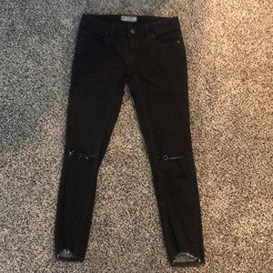 Free People Black Distressed Jeans